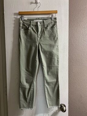 Frank & Eileen Sligo Skinny Slim Light Olive Sage Green Jeans Women 26 Raw Hem